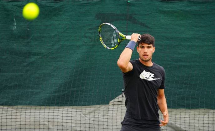Carlos Alcaraz practices Wimbledon Tennis Championships, Practice and Previews, The All England Lawn Tennis and Croquet Club, London, UK - 28 Jun 2024  Copyright: xJavierxGarcia Shutterstockx 14560178ax