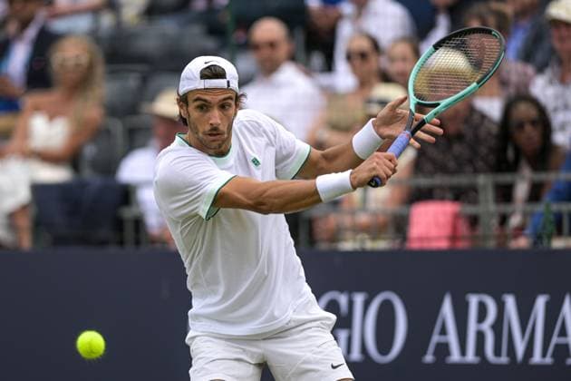 Lorenzo Musetti winner of the first match during the Giorgio Armani Tennis Classic at the Hurlingham Club, London, UK on 28 June 2024. Copyright: xPhilxHutchinsonx 41280007