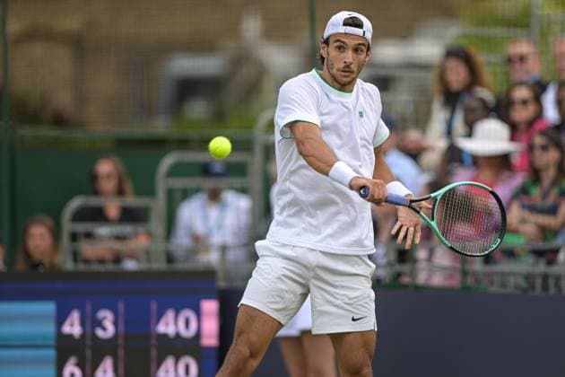Lorenzo Musetti winner of the first match during the Giorgio Armani Tennis Classic at the Hurlingham Club, London, UK on 28 June 2024. Copyright: xPhilxHutchinsonx 41280019