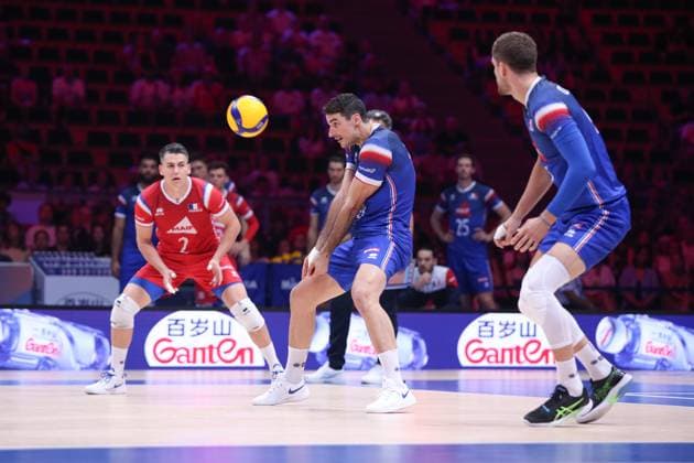 LODZ 28.06.2024 SIATKOWKA MEZCZYZN LIGA NARODOW 2024 TURNIEJ FINALOWY - CWIERCFINAL: WLOCHY - FRANCJA --- MENS VOLLEYBALL NATIONS LEAGUE 2024 FINAL ROUND - QUARTERFINAL MATCH IN LODZ: ITALY - FRANCE N Z JENIA GREBENNIKOV YACINE LOUATI FOT. ANNA KLEPACZKO FOTOPYK NEWSPIX.PL --- Newspix.pl POLAND OUT!  240628LUM009