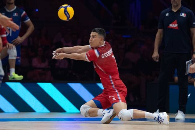 Italy - France 28.06.2024 Lodz, Poland, men s Volleyball Nations League, final round quarter finals , game ( match ) Italy - France ; image shows: Jenia Grebennikov photo Katarzyna Plewczynska Fotostyk Copyright: xFotostykxPhotoxAgencyx 20240628FCTKP787