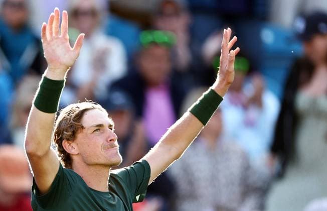 Max Purcell of Australia celebrates winning their Semi Final match. Rothesay International Eastbourne, Day 6, Tennis, Devonshire Park, Eastbourne, UK - 28 June 2024  Copyright: xJamesxMarsh Shutterstockx 14555507dm