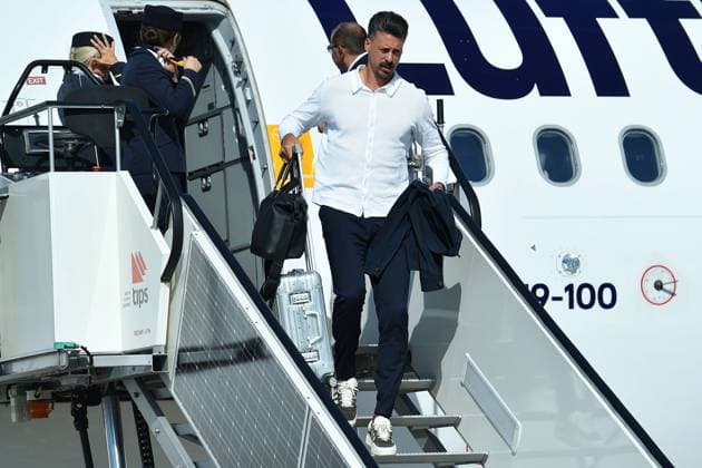 Dortmund Airport welcomes the German national team The German national team arriving at Dortmund Airport Sandro Wagner Assistant Coach Germany xRx