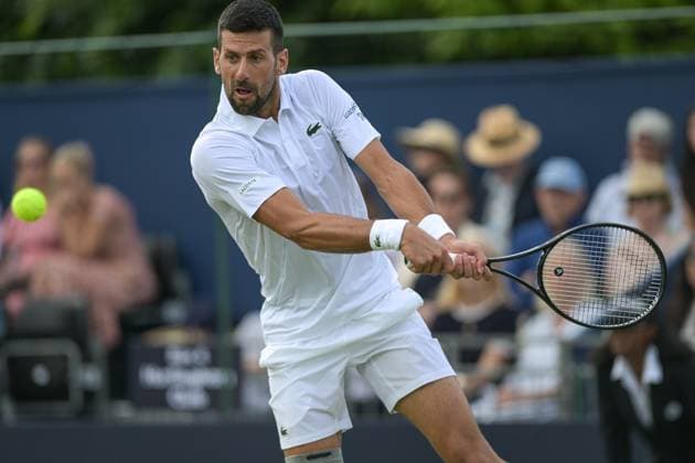 Novac Djokovic wins the second ATP, Tennis Herren Exhibition single mnatch against Daniil Medvedev during the Giorgio Armani Tennis Classic at the Hurlingham Club, London, UK on 28 June 2024. Copyright: xPhilxHutchinsonx 41280030