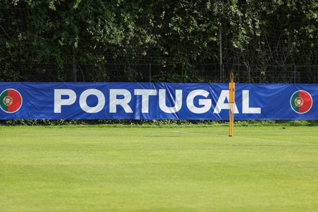 EM 2024 Portugal training in Marienfeld on 28 06 2024 Portugal banner tarpaulin poster at the training ground MH