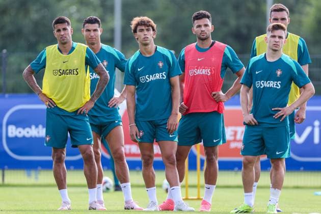 EM 2024 Portugal training in Marienfeld on 28 06 2024 Portugal players at training, including Joao Cancelo 20, Portugal , Joao Felix 11, Portugal MH