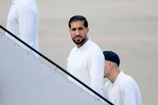 Soccer player Emre Can boards the plane at Nuremberg airport before the national teams departure for the round of 16 match against Denmark at the UEFA EURO 2024 European soccer championship in Dortmund Nuremberg, 28 06 2024 Bavaria Germany Copyright: xDwixAnoraganingrumx