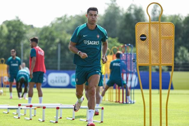 EM 2024 Portugal training in Marienfeld on 28 06 2024 Portugal players during training, including Cristiano Ronaldo 7, Portugal MH