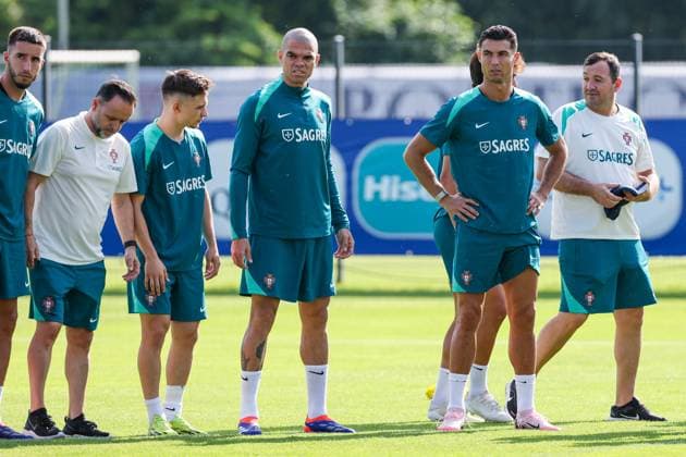 EM 2024 Portugal training in Marienfeld on 28 06 2024 Portugal players at training, including Pepe 3, Portugal and Cristiano Ronaldo 7, Portugal MH