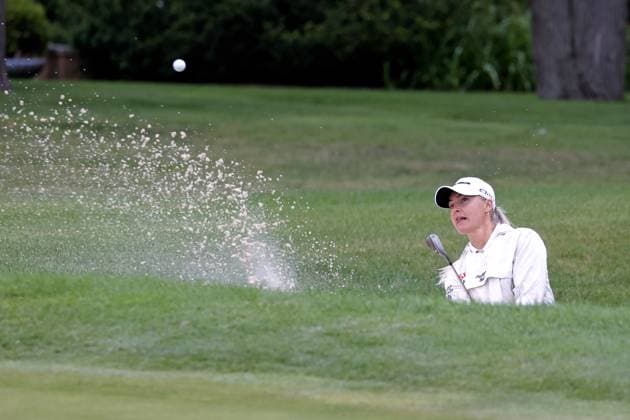 MIDLAND, MI - JUNE 28: LPGA, Golf Damen golfer Charley Hull hits out of a sand trap on the 3rd hole during the second round of the LPGA Dow Championship on June 28, 2024, at Midland Country Club in Midland, Michigan. (Photo by Brian Spurlock Icon Sportswire) GOLF: JUN 28 LPGA Dow Championship EDITORIAL USE ONLY Icon24062829