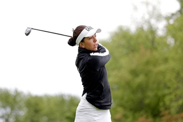 MIDLAND, MI - JUNE 28: LPGA, Golf Damen golfer Georgia Hall plays her tee shot on the 4th hole during the second round of the LPGA Dow Championship on June 28, 2024, at Midland Country Club in Midland, Michigan. (Photo by Brian Spurlock Icon Sportswire) GOLF: JUN 28 LPGA Dow Championship EDITORIAL USE ONLY Icon24062841