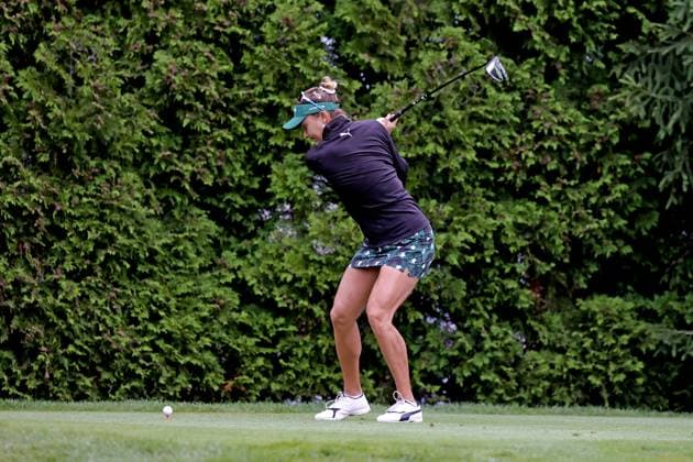 MIDLAND, MI - JUNE 28: LPGA, Golf Damen golfer Lexi Thompson plays her tee shot on the 6th hole during the second round of the LPGA Dow Championship on June 28, 2024, at Midland Country Club in Midland, Michigan. (Photo by Brian Spurlock Icon Sportswire) GOLF: JUN 28 LPGA Dow Championship EDITORIAL USE ONLY Icon24062843