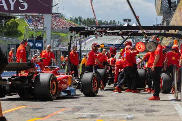 Red Bull Ring, Spielberg, Austria. 28.June.2024; Carlos Sainz Jr of and Charles Leclerc of Scuderia Ferrari during Formula One Austrian Grand Prix  (258010532)