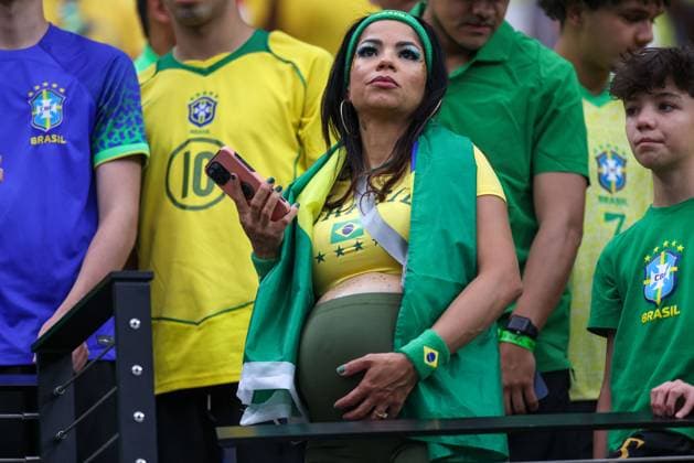 June 28, 2024, Las Vegas, Nv, UNITED STATES: Fan of Brazil during a match against Paraguay in Group D of the Copa America at the ..Allegiant Stadium in Las Vegas in the United States this Friday, June 28, 2024 Las Vegas UNITED STATES - ZUMAv122 20240628_aap_v122_011 Copyright: xWilliamxVolcovx