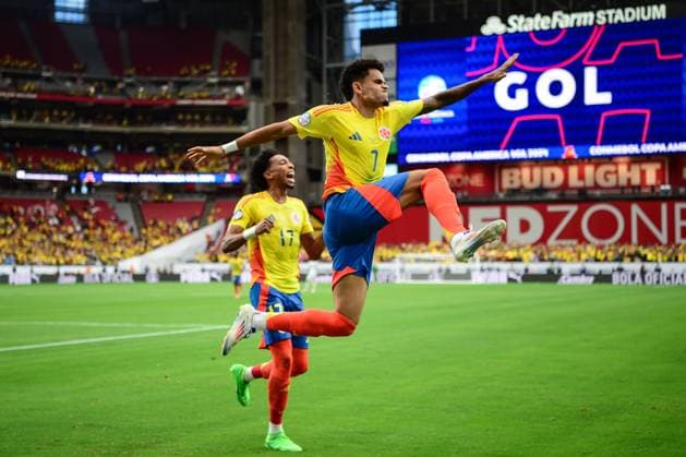 RECORD DATE NOT STATED Copa America USA 2024 Colombia vs Costa Rica Luis Diaz celebrates his goal 1-0 of Colombia during the CONMEBOL Copa America 2024 group D match between Colombia and Costa Rica, at State Farm Stadium, on June 28, 2024 in Glendale, Arizona, United States. GLENDALE ARIZONA UNITED STATES  Copyright: xIsaacxOrtizx 20240628181800_CA_GD_2024_COL_CRC_DIAZ66