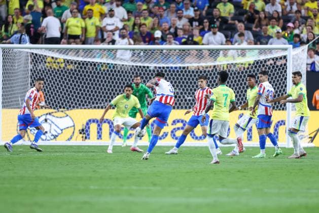 June 28, 2024, Las Vegas, Nv, UNITED STATES: Omar Alderete of Paraguay during a match against Brazil in Group D of the Copa America at the .Allegiant Stadium in Las Vegas in the United States this Friday, June 28, 2024 Las Vegas UNITED STATES - ZUMAv122 20240628_aap_v122_131 Copyright: xWilliamxVolcovx