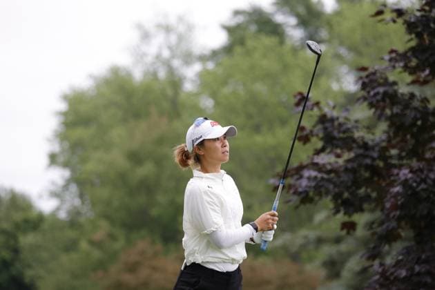 MIDLAND, MI - JUNE 28: LPGA, Golf Damen golfer Danielle Kang plays her tee shot on the 4th hole during the second round of the LPGA Dow Championship on June 28, 2024, at Midland Country Club in Midland, Michigan. (Photo by Brian Spurlock Icon Sportswire) GOLF: JUN 28 LPGA Dow Championship EDITORIAL USE ONLY Icon240628103