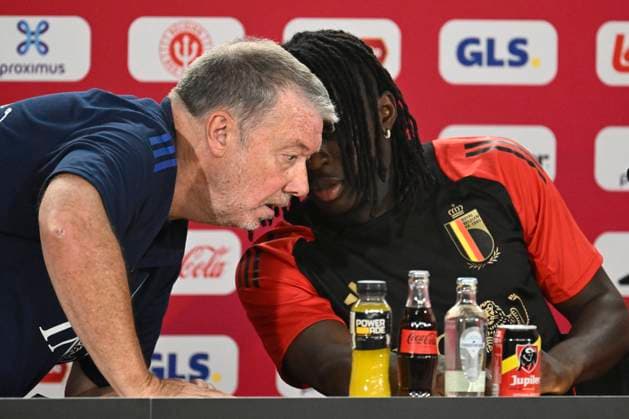 Belgium Media Activities - UEFA EURO, EM, Europameisterschaft,Fussball 2024 29 06 2024 FREIBERG AM NECKA, GERMANY - JUNE 29 : Van Loock Stefan press officer of Belgium and Bakayoko Johan forward of Belgium talking to the press during a press conference, PK, Pressekonferenz of the Belgian Red Devils at the UEFA EURO 2024 European Football Championship tournament on June 29, 2024 in Freiberg am Necka, Germany, 29 06 2024 Freiberg am Necka Germany  Copyright: xPeterxDexVoechtx