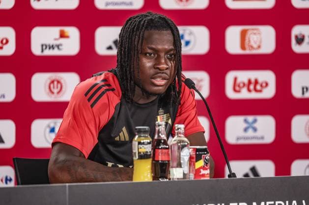 Belgium s Johan Bakayoko pictured during a press conference, PK, Pressekonferenz of Belgian national soccer team Red Devils, Saturday 29 June 2024 at their base camp in Freiberg am Neckar, Germany, during the UEFA EURO, EM, Europameisterschaft,Fussball 2024 European Soccer Championships. On Monday the Red Devils will meet France in the Round of 16. BRUNOxFAHY  x95478910x