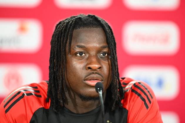 Belgium Media Activities - UEFA EURO, EM, Europameisterschaft,Fussball 2024 29 06 2024 FREIBERG AM NECKA, GERMANY - JUNE 29 : Bakayoko Johan forward of Belgium talking to the press during a press conference, PK, Pressekonferenz of the Belgian Red Devils at the UEFA EURO 2024 European Football Championship tournament on June 29, 2024 in Freiberg am Necka, Germany, 29 06 2024 Freiberg am Necka Germany  Copyright: xVincentxKalutx