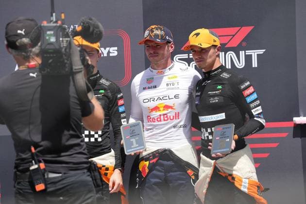 29 06 2024, Red Bull Ring, Spielberg, Formula 1 Grand Prix of Austria 2024 , in the picture winner Max Verstappen NLD , Oracle Red Bull Racing, 2nd place for Lando Norris GBR , McLaren F1 Team, 3rd place for Lando Norris GBR Defodi 506 20240629 hbr 1400 Defodi-506