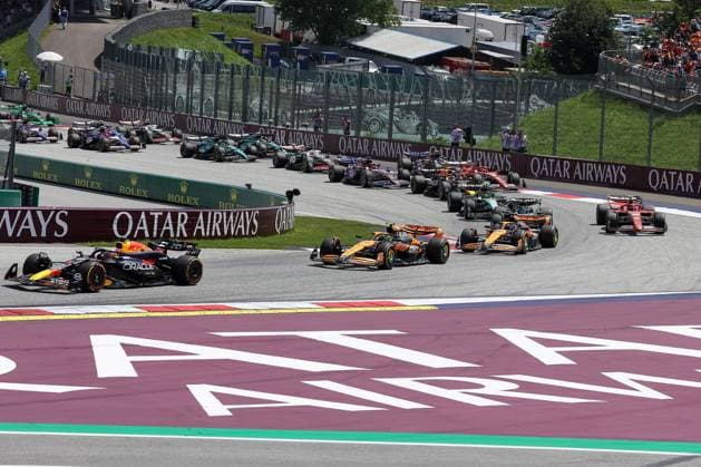 Start, Max Verstappen Red Bull , Lando Norris McLaren , Oscar Piastri McLaren , Sprint, Austrian Grand Prix, Motorsport, Men, Formula 1, 29 06 2024 Spielberg Styria Austria Copyright: xkolbert-press ChristianxKolbertx