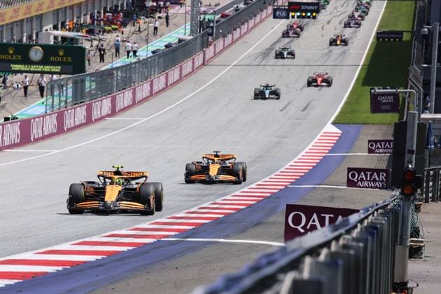 4 Lando Norris McLaren Formula 1 Team, 04 , 81 Oscar Piastri McLaren Formula 1 Team, 81 , Sprint race, AUT, Austria, Formula 1 World Championship, Austrian Grand Prix, 29 06 2024 AUT, Formula 1, Red Bull Ring, Austrian Grand Prix Spielberg Copyright: xEibner-Pressefoto Grafx EP_AGF