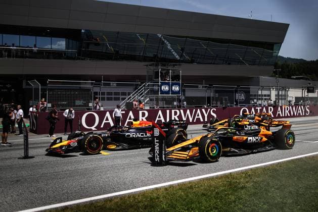 1 Max Verstappen NLD, Oracle Red Bull Racing , 4 Lando Norris GBR, McLaren Formula 1 Team , 81 Oscar Piastri AUS, McLaren Formula 1 Team , F1 Grand Prix of Austria at Red Bull Ring on June 29, 2024 in Spielberg, Austria Photo by HOCH ZWEI Spielberg Austria