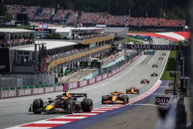 Foto IPP Enrico Schiavi Spielberg 29-06-2024 Formula 1 F1 Gran Premio di Austria 2024 Sprint Race nella foto: Max Verstappen - RedBull Racing precede Oscar Piastri - McLaren e Lando Norris - McLaren Spielberg italy  Copyright: xR4924_italyphotopressx