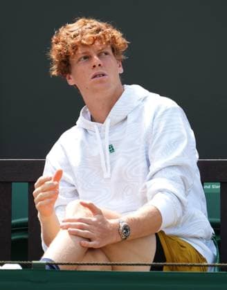 Tennis - 2024 Wimbledon Championships Training practice Yannick Sinner (Italy) watches his girlfriend, Anna Kalinskaya training with Katie Boutter 