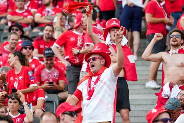 Berlin, Germany, June 29th 2024: Fans of Switzerland prior to the UEFA EURO, EM, Europameisterschaft,Fussball 2024 Germany Round 16 football match between Switzerland and Italy at Olympiastadion in Berlin, Germany. (Daniela Porcelli SPP)  Copyright: xDanielaxPorcellix xSPPx spp-en-DaPoSp-20240728-DP100106