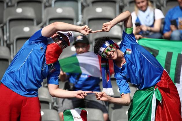 29 06 2024, xtgx, European Football Championship 2024 1 8 Final, Switzerland Italy emspor, v l emotions, fans, atmosphere, flags, logo, Italy, spectators, jerseys DFL DFB REGULATIONS PROHIBIT ANY USE OF PHOTOGRAPHS as IMAGE SEQUENCES and or QUASI VIDEO Berlin