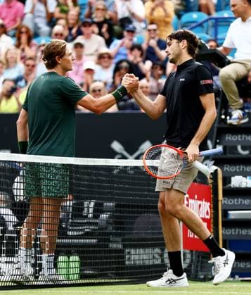 Taylor Fritz of USA and Max Purcell of Australia after the Men s Singles Final. Rothesay International Eastbourne, Day 7, Tennis, Devonshire Park, Eastbourne, UK - 29 June 2024  Copyright: xJamesxMarsh Shutterstockx 14555509by