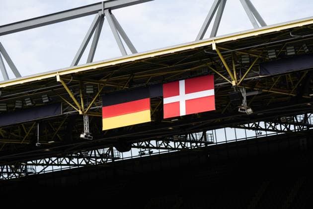 GER, Euro 2024, round of sixteen, Germany Germany, GER vs Denmark Denmark, DNK 29 06 2024, Signal Iduna Park BVB Stadion Dortmund , Dortmund, GER, Euro 2024, round of sixteen, Germany Germany, GER vs Denmark Denmark, DNK In the picture flags of Germany Germany GER and Denmark Denmark DNK nordphotoxGmbHxx xChristianxSchulze nph000300