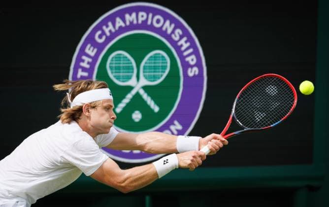 Belgian Zizou Bergs in action during a training session during preparations ahead of the 2024 Wimbledon grand slam tennis tournament at the All England Tennis Club, in south-west London, Britain, Saturday 29 June 2024. BENOITxDOPPAGNE  x95493746x