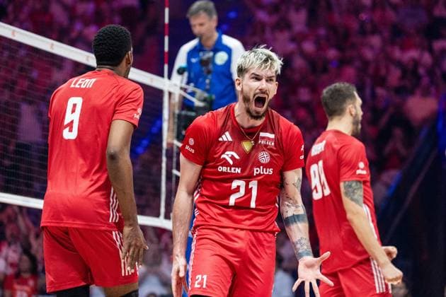 Poland - France 29.06.2024 Lodz, Poland, men s Volleyball Nations League, final round semifinals , game ( match ) Poland - France ; image shows: Tomasz Fornal photo Katarzyna Plewczynska Fotostyk Copyright: xFotostykxPhotoxAgencyx 20240629FCTKP423