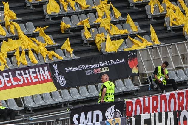 Sport, Football, UEFA EURO 2024 Round of 16 Germany Denmark 29 06 2024, BVB Stadium Dortmund Flag Section KöPi Hunters Block L Duisburg, Germany in the German fan block Dortmund BVB Stadium Dortmund North Rhine Westphalia Germany