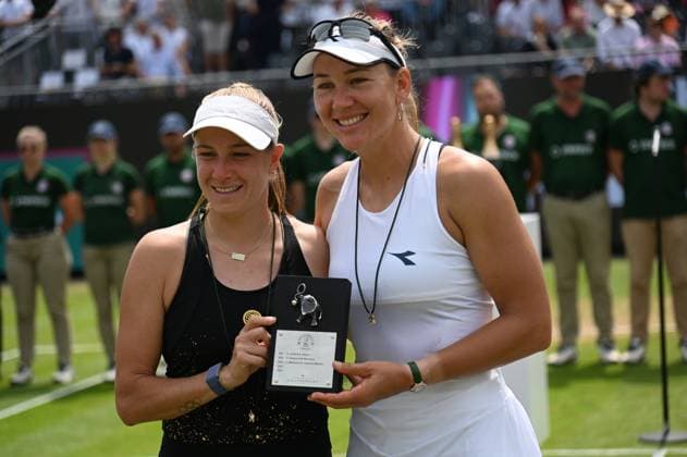 29 06 2024 Bad Homburg vor der Höhe WTA Lawn Tennis Tournament from 22 6 to 29 6 2024 Bad Homburg Open 2024 DOUBLE FINAL between Nicole Melichar Martinez USA Ellen Perez AUS and Veronika KUDERMETOVA Russia Hao Ching Chan TWA Picture shows the winners Melichar Martinez and Perez