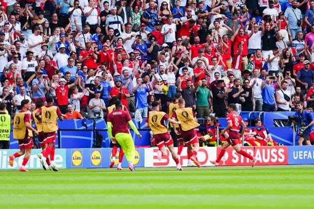 Goal celebration Switzerland after scoring 1 0 Remo Freuler Switzerland, 08 GER, Switzerland vs Italy, European Football Championship, UEFA Euro 2024, round of 16, 29 06 2024 GER, Switzerland vs Italy, European Football Championship, UEFA Euro 2024, round of 16, 29 06 2024 Berlin Copyright: xEibner-Pressefoto MarcelxvonxFehrnx EP_MFN