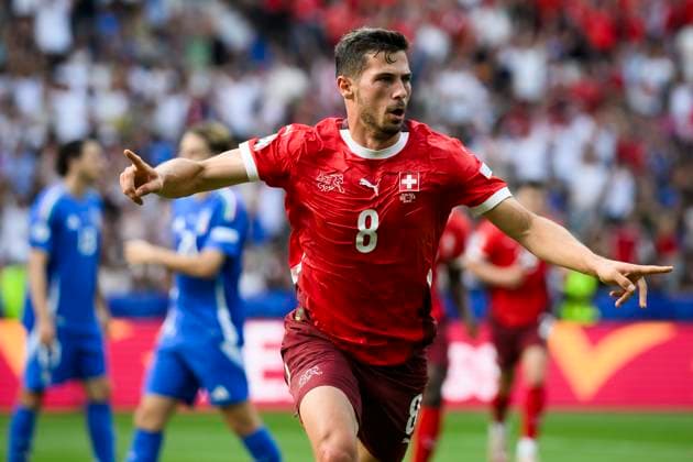 Switzerland v Italy - UEFA EURO, EM, Europameisterschaft,Fussball 2024 Remo Freuler of Switzerland celebrates after scoring a goal during the UEFA EURO 2024 round of 16 football match between Switzerland and Italy. Berlin Germany Copyright: xNicolòxCampox