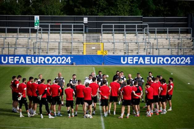 Georgia s players take part during a training session in Velbert, Germany, 29 June 2024. The team prepares its Euro2024 round of 16 soccer game against Spain on next 30 June. Georgia s training session !ACHTUNG: NUR REDAKTIONELLE NUTZUNG!  Copyright: xALBERTOxESTEVEZx GRAF9488 20240629-55014013723_1