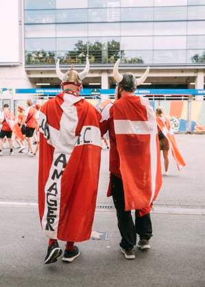 Dortmund, Signal Iduna Park, 29 06 2024 Denmark fans walke into the stadium prior the match UEFA European Championship 2024 Germany v Denmark