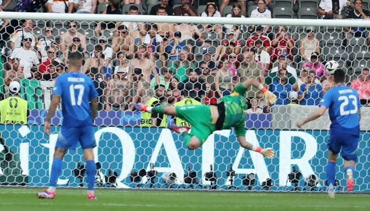 Goalkeeper Gianluigi Donnarumma concedes the 2 0 by Ruben Vargas not in the picture Sport Football Soccer European Championship Euro 2024 European Championship Men Season 2023 2024 29 06 2024 Switzerland SUI vs Italy ITA in Berlin DFL regulations prohibit any use of photographs as image sequences and or quasi video