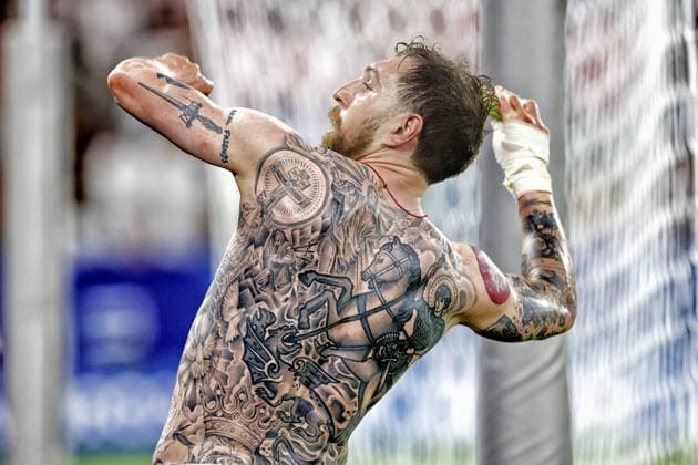 GELSENKIRCHEN, Arena AufSchalke Stadium , 25-06-2024 , European Football Championship Euro2024, Group stage match no.35 between Georgia and Portugal final score 2-0. Georgia player Guram Kashia with tattoos Georgia - Portugal (Euro2024)  x25629312x Copyright: