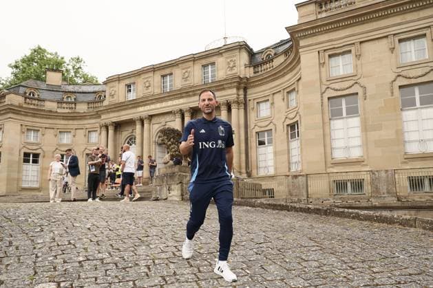 Belgium s head coach Domenico Tedesco leaves after an informal press moment of some players of Belgian national soccer team Red Devils, Saturday 29 June 2024 at their base camp in Freiberg am Neckar, Germany, during the UEFA EURO, EM, Europameisterschaft,Fussball 2024 European Soccer Championships. On Monday the Red Devils will meet France in the Round of 16. BRUNOxFAHY  x95499617x
