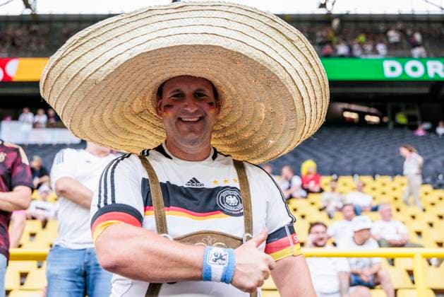 UEFA EURO 2024 Germany Denmark 29 06 2024 A German fan with huge hat and sweatband from 1860 Munich UEFA EURO 2024 Germany Denmark BVB Stadion Dortmund, Dortmund on 29 06 2024 Copyright: xBEAUTIFULxSPORTS Wunderlx