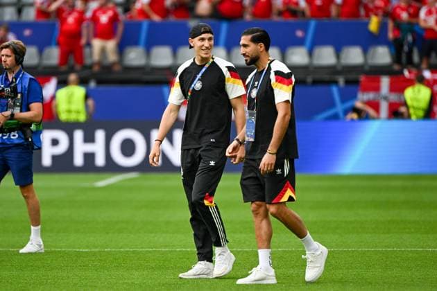 Soccer, men, season 2023 24, Euro EM 2024 round of 16 in Dortmund , Germany Denmark, f l Nico Schlotterbeck Germany and Emre Can Germany , 29 06 2024, Copyright: xMatthiasxKochx
