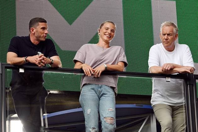 29 06 2024, xsltx, European Football Championship 2024 1 8 Final, Germany Denmark emspor, v l Magenta Team Robin Gosens, Tabea Kemme, Johannes B Kerner DFL DFB REGULATIONS PROHIBIT ANY USE OF PHOTOGRAPHS as IMAGE SEQUENCES and or QUASI VIDEO Dortmund