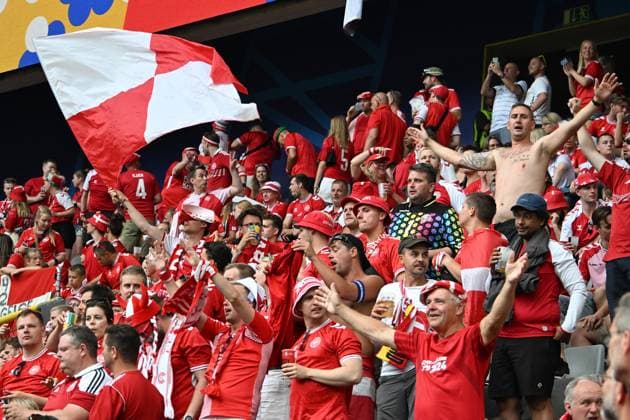 29 06 2024, xsltx, European Football Championship 2024 1 8 Final, Germany Denmark emspor, v l emotions, fans, atmosphere, flags, logo, Denmark, Denmark, spectators, jerseys UEFA REGULATIONS PROHIBIT ANY USE OF PHOTOGRAPHS as IMAGE SEQUENCES and or QUASI VIDEO Dortmund
