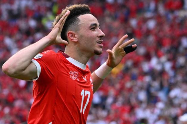 Ruben Vargas of Switzerland celebrates after scoring the gol of 2-0 during the UEFA EURO, EM, Europameisterschaft,Fussball 2024 Round of 16 match between Switzerland and Italy at Olympiastadion, June 29, 2024 in Berlin, Germany.  Copyright: xDomenicoxCippitelli IPAxSportx x xx IPA_47599547 IPA_Agency_IPA47599547